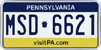 PA license plate MSD6621