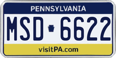 PA license plate MSD6622