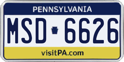 PA license plate MSD6626