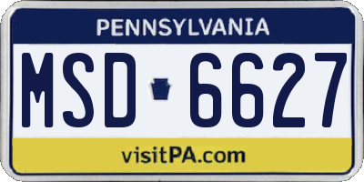 PA license plate MSD6627