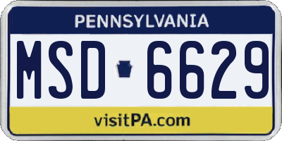 PA license plate MSD6629