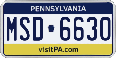 PA license plate MSD6630