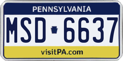 PA license plate MSD6637