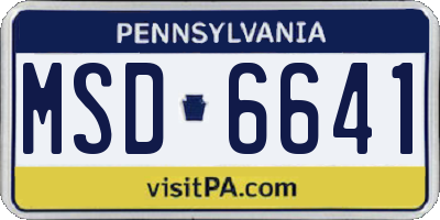 PA license plate MSD6641