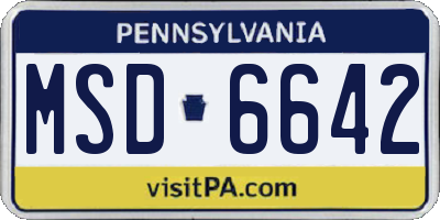 PA license plate MSD6642