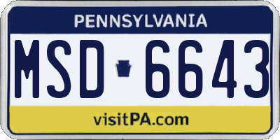 PA license plate MSD6643