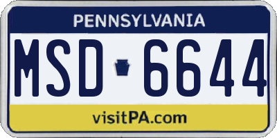 PA license plate MSD6644