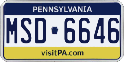 PA license plate MSD6646