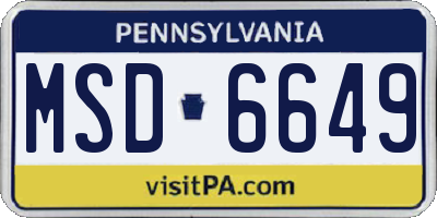 PA license plate MSD6649