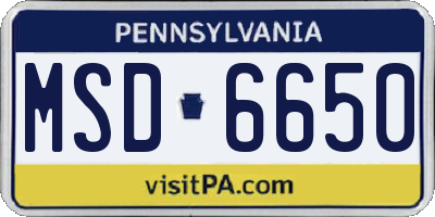 PA license plate MSD6650