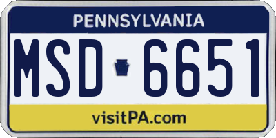 PA license plate MSD6651