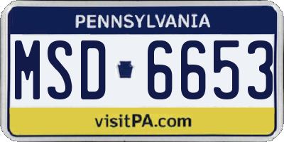 PA license plate MSD6653