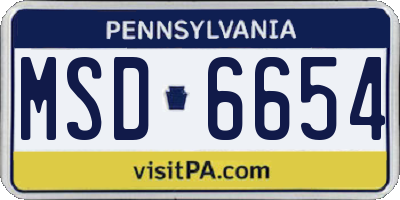 PA license plate MSD6654