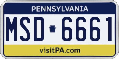 PA license plate MSD6661