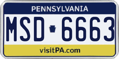 PA license plate MSD6663