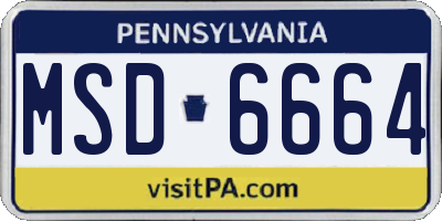PA license plate MSD6664