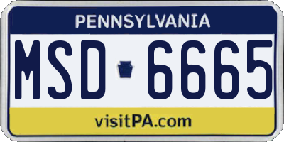 PA license plate MSD6665