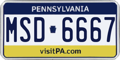 PA license plate MSD6667