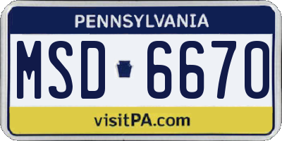 PA license plate MSD6670