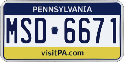 PA license plate MSD6671