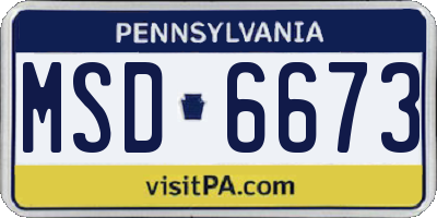 PA license plate MSD6673