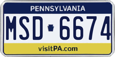 PA license plate MSD6674