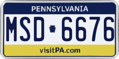 PA license plate MSD6676