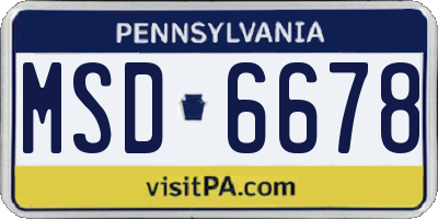 PA license plate MSD6678