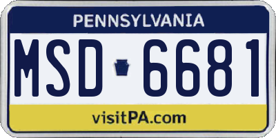 PA license plate MSD6681
