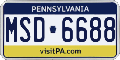 PA license plate MSD6688