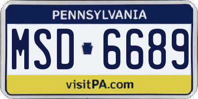PA license plate MSD6689