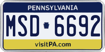 PA license plate MSD6692