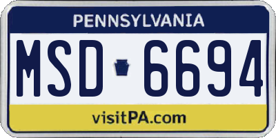 PA license plate MSD6694