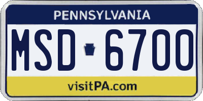 PA license plate MSD6700