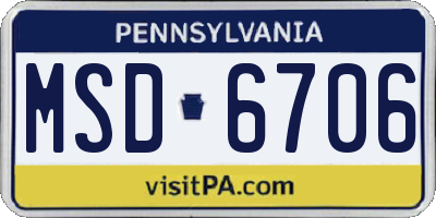 PA license plate MSD6706