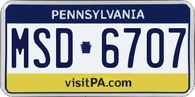 PA license plate MSD6707