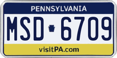 PA license plate MSD6709