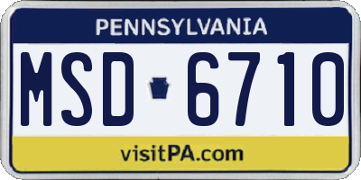 PA license plate MSD6710