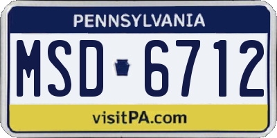 PA license plate MSD6712
