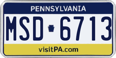 PA license plate MSD6713