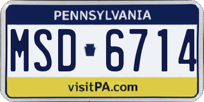 PA license plate MSD6714