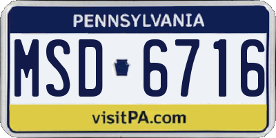 PA license plate MSD6716