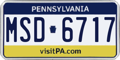 PA license plate MSD6717