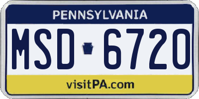 PA license plate MSD6720