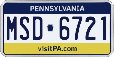 PA license plate MSD6721