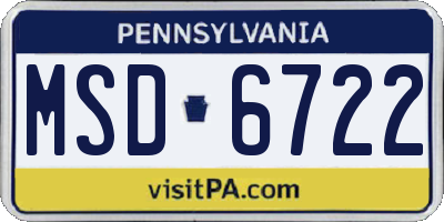 PA license plate MSD6722