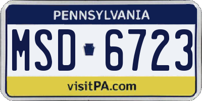 PA license plate MSD6723