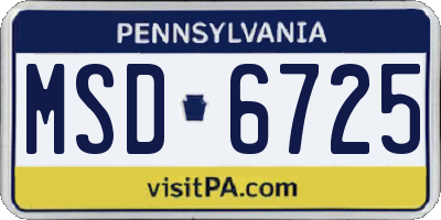 PA license plate MSD6725