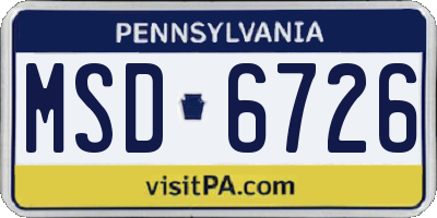PA license plate MSD6726