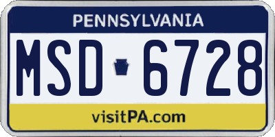 PA license plate MSD6728